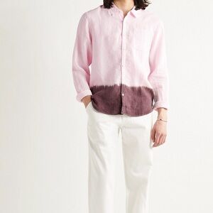 JAMES PERSE Dip-Dyed Slub Linen Shirt Pink Brown (104)